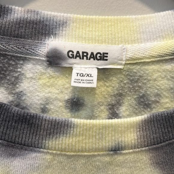 Garage Cropped Tie Dye Crew Neck, Size XL, Yellow Grey and While, EUC - Picture 3 of 4